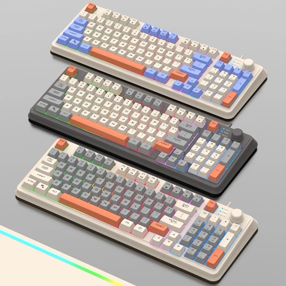 K8 Customized Mechanical Keyboard 94 Keys Hot-Swappable Gaming Keyboard with Mouse RGB Backlit Wired Keyboard for Laptop Desktop