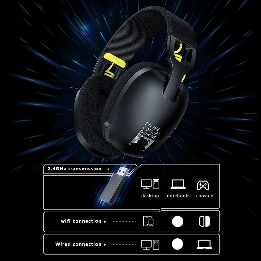 Wireless Gaming Headset 2.4GHz/BT 5.3/Wired Over Ear Headphones with Noise Canceling Microphone for PS4 PC Laptop